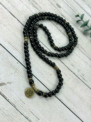 Black Tourmaline Japa Mala, 108 Mala Beads Necklace, Black Tourmaline Necklace, Prayer Beads Necklace, Meditation Necklace, Handmade Jewelry