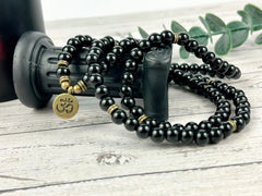 Black Tourmaline Japa Mala, 108 Mala Beads Necklace, Black Tourmaline Necklace, Prayer Beads Necklace, Meditation Necklace, Handmade Jewelry