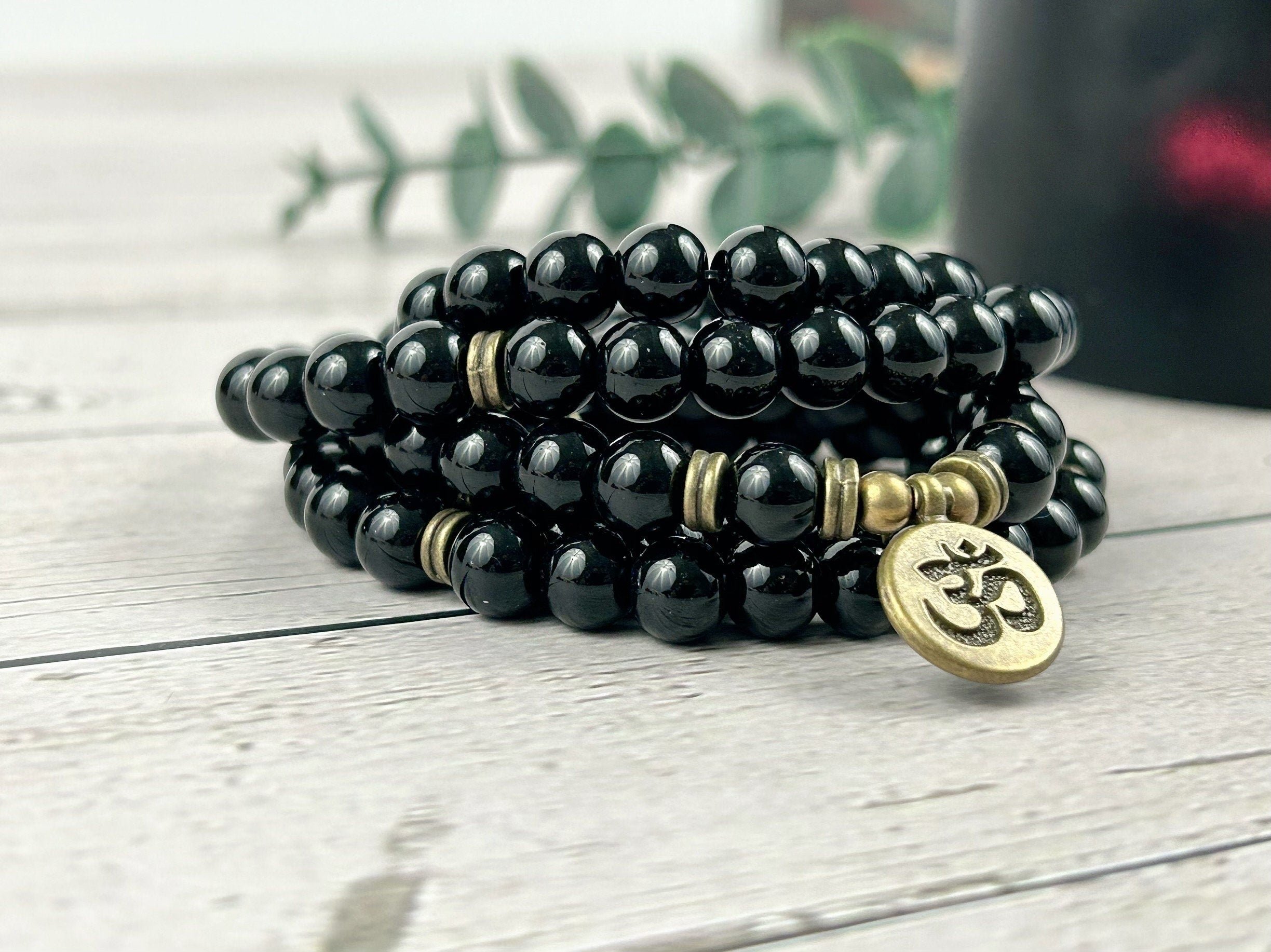 Black Tourmaline Japa Mala, 108 Mala Beads Necklace, Black Tourmaline Necklace, Prayer Beads Necklace, Meditation Necklace, Handmade Jewelry