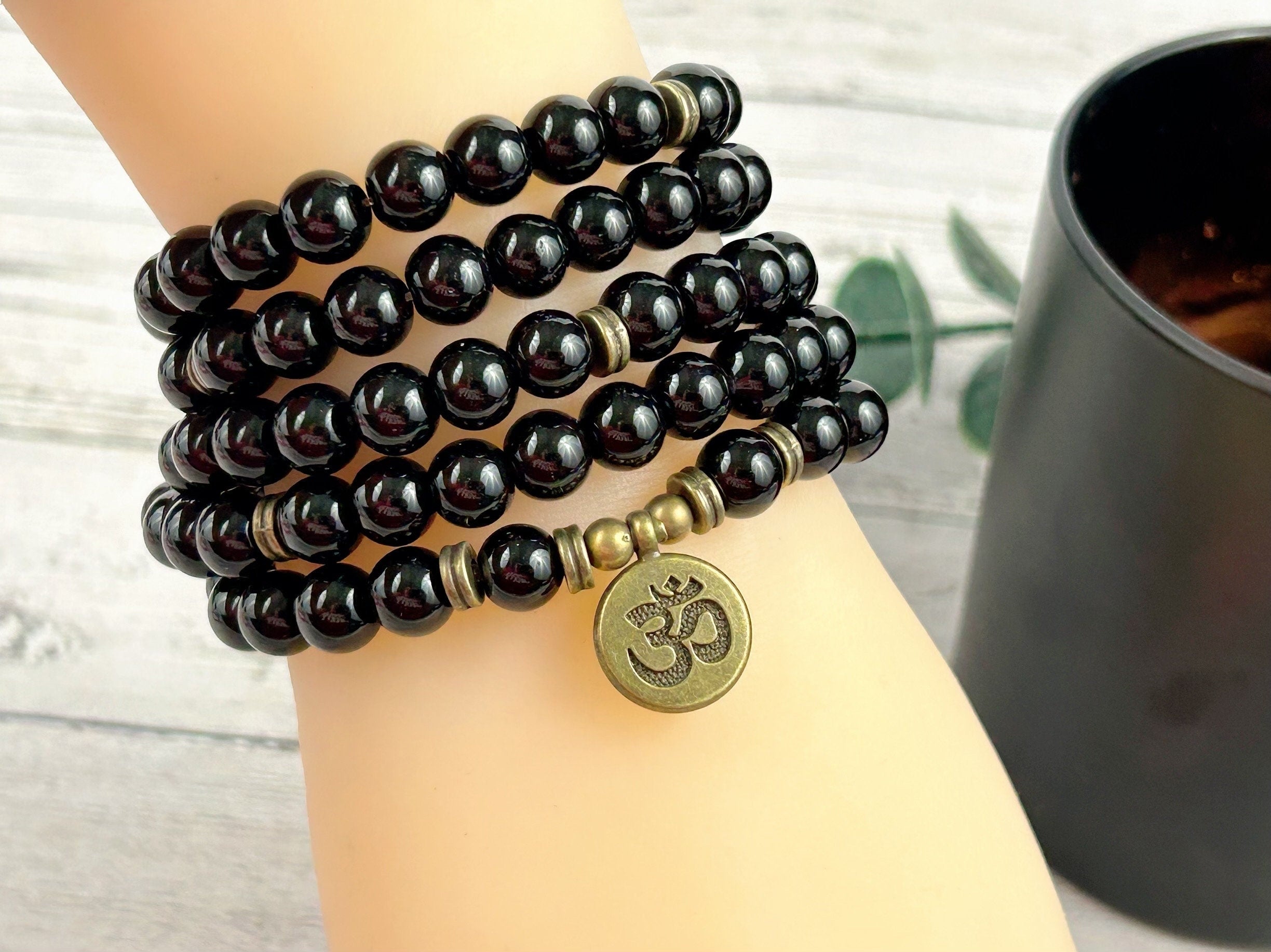 Black Tourmaline Japa Mala, 108 Mala Beads Necklace, Black Tourmaline Necklace, Prayer Beads Necklace, Meditation Necklace, Handmade Jewelry