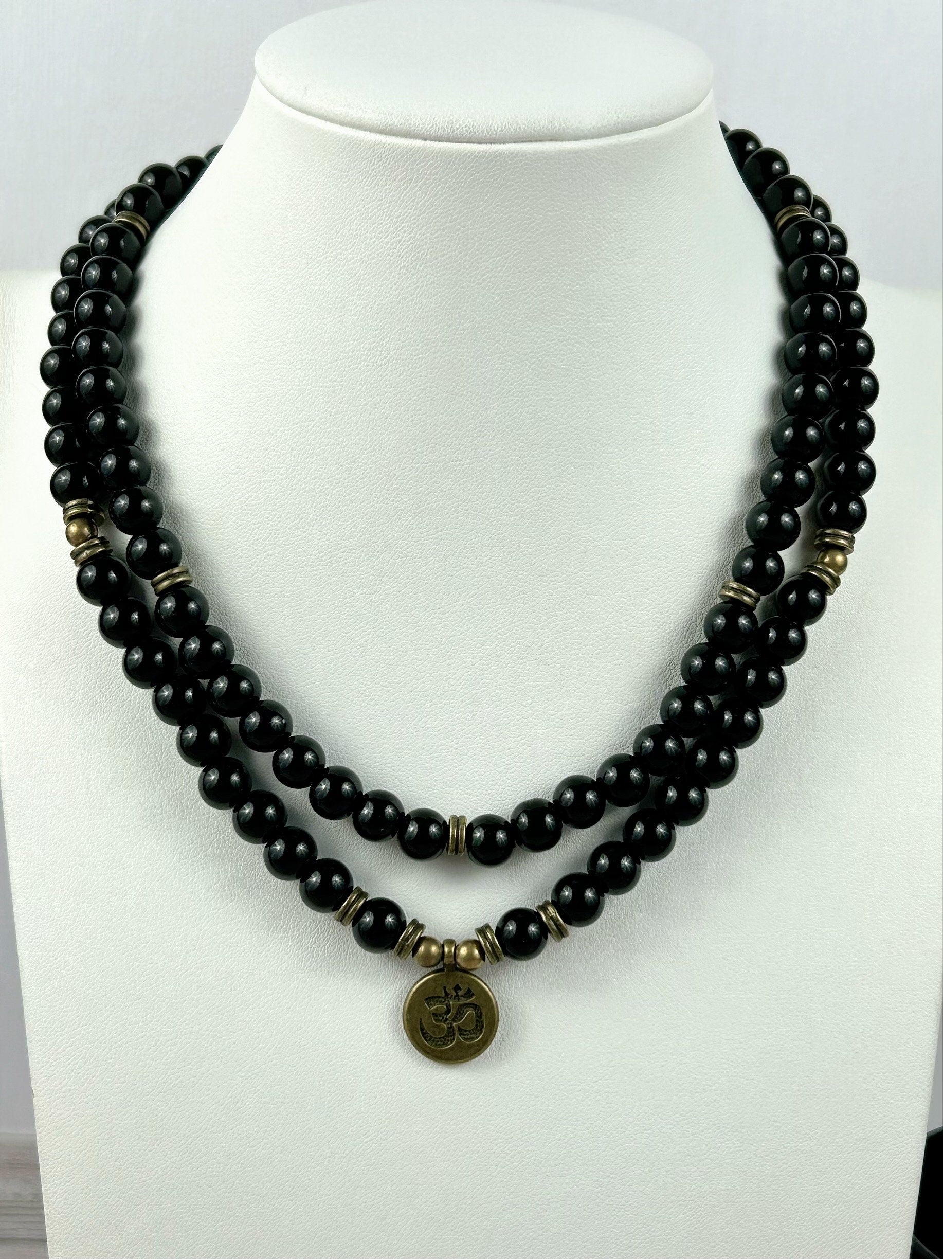 Black Tourmaline Japa Mala, 108 Mala Beads Necklace, Black Tourmaline Necklace, Prayer Beads Necklace, Meditation Necklace, Handmade Jewelry