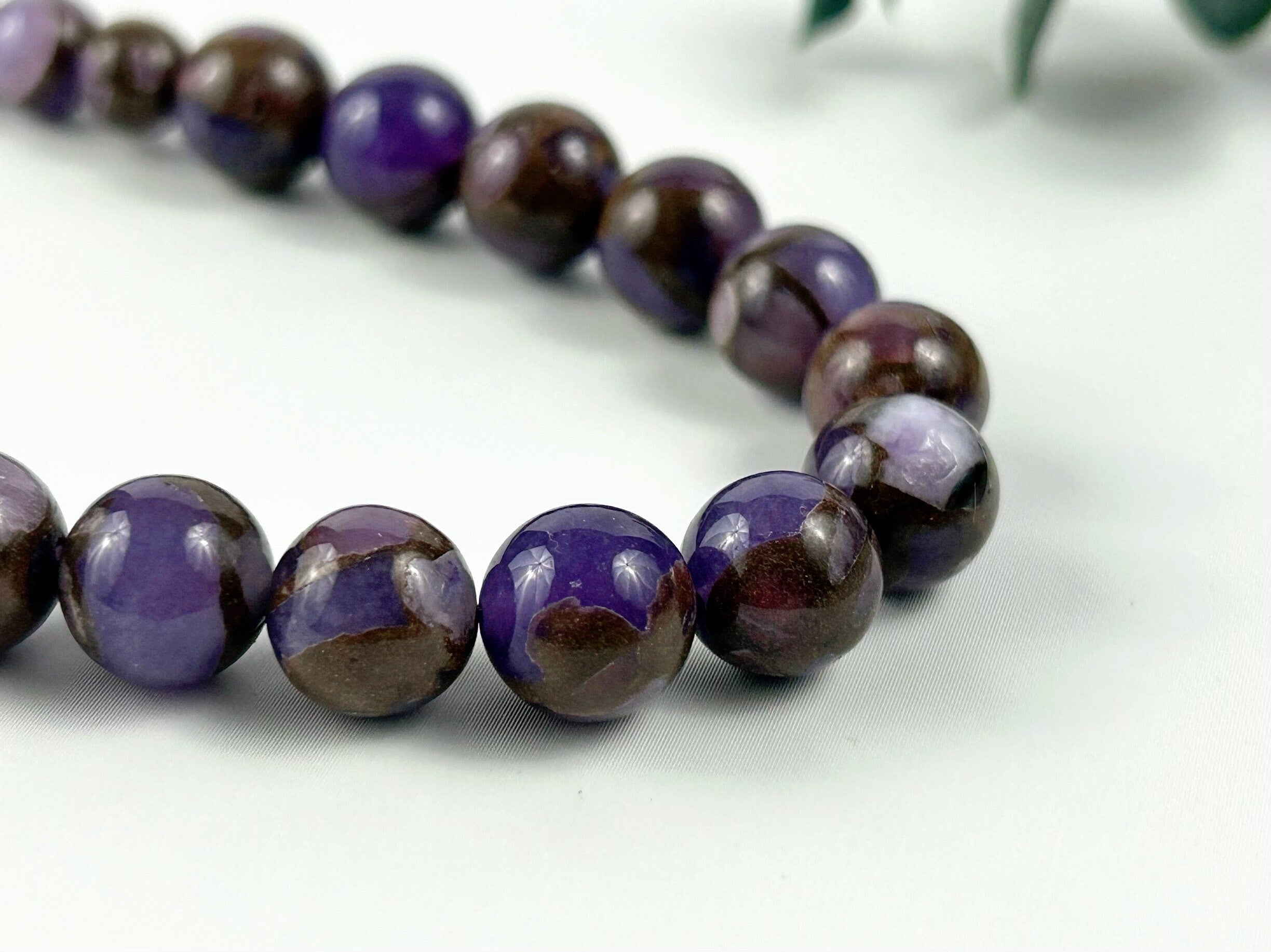 Purple Beaded Necklace, Purple Mosaic Quartz Necklace, Healing Gemstones, Natural Stone Necklace, Balancing Necklace, Gemstones Jewelry