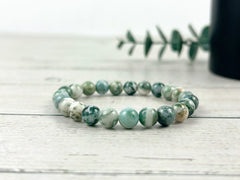 Tree Agate Bracelet, Green Beaded Bracelet, Healing Gemstone Bracelet for Men, Handmade Jewelry, Gift for Her