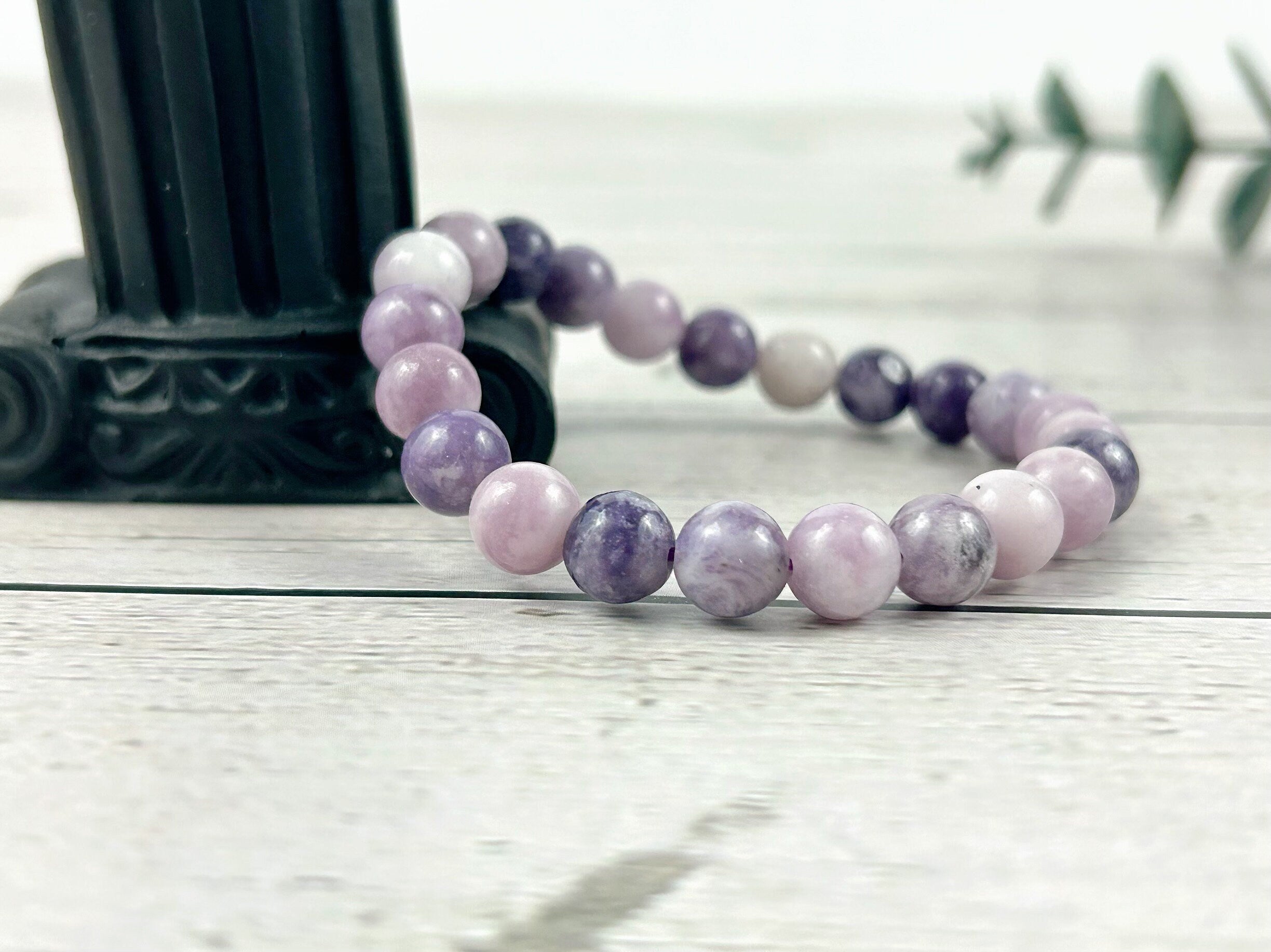 Purple Beaded Bracelet, Lepidolite Bracelet, Anxiety Manage, Gemstone Jewelry, Balancing Bracelet, Gemstone Bracelet for Men, Gift for Her