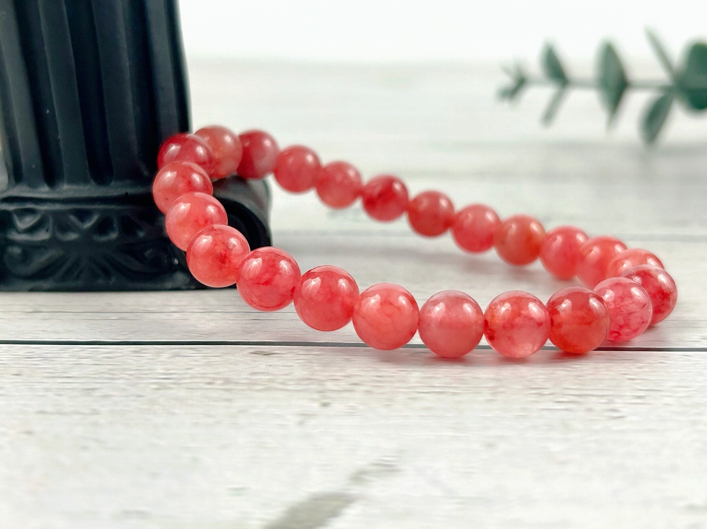 Cherry Quartz Bracelet, Natural Stone Bracelet, Hot Pink Beaded Bracelet, Love Attraction Bracelet, Gemstone Bracelet, Bracelet for Women