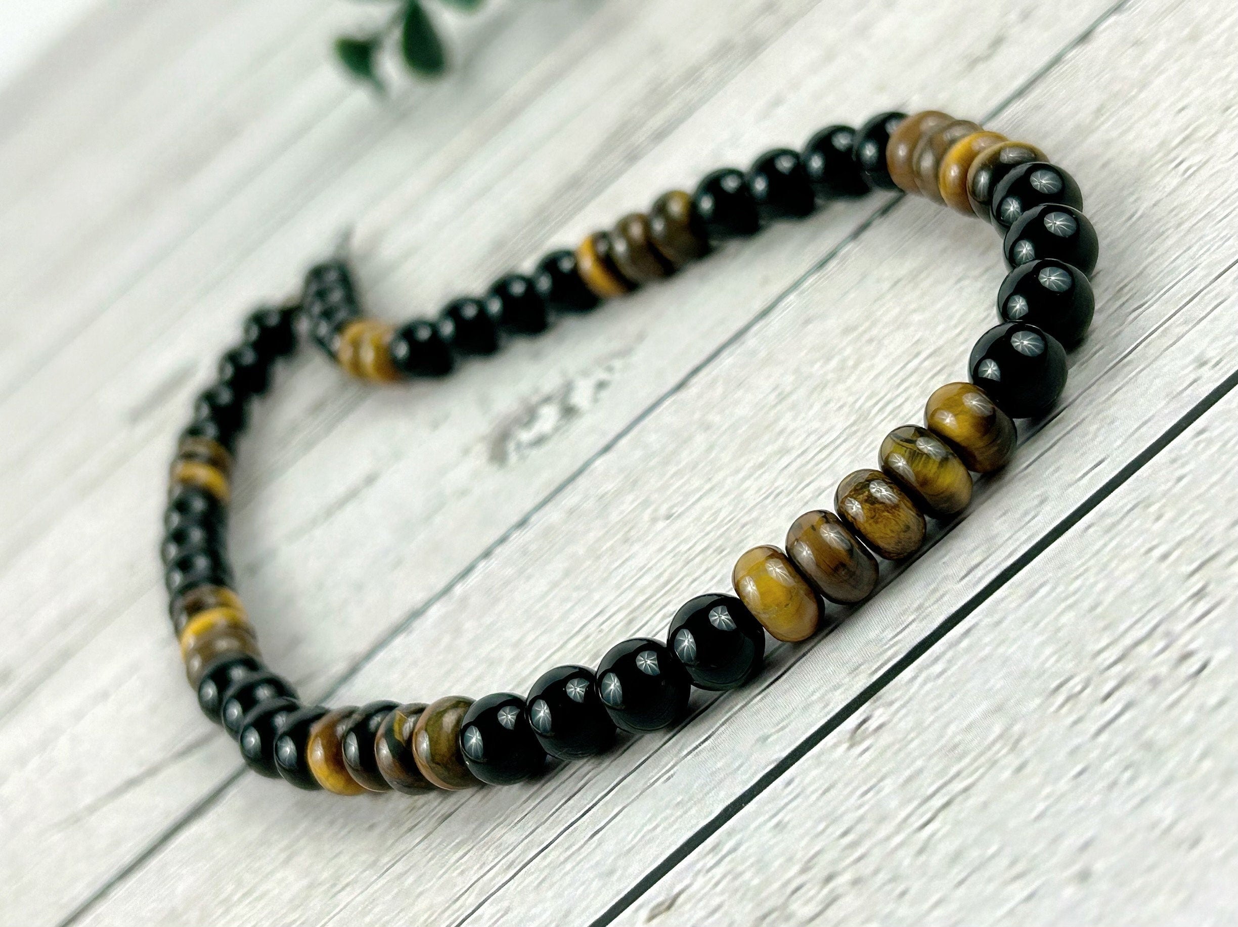 Protection Necklace, Tiger Eye, Black Onyx, Gemstone Necklace, Energy Necklace, Healing Necklace, Crystal Necklace,Gift for Her,Gift for Him
