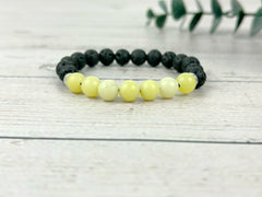 Jade Bracelet, Essential Oil Bracelet, Diffuser Bracelet, Aromatherapy Bracelet, Lemon Jade Stretch Bracelet, Black Lava Rock, Reiki