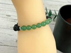 Green Aventurine Bracelet, Essential Oil Bracelet, Diffuser Bracelet, Aromatherapy Bracelet, Stretch Bracelet, Black Lava, Reiki Bracelet