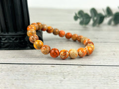 Orange Jasper Bracelet, Orange Beaded Bracelet, Imperial Jasper, Handmade Jewelry, Gemstone Bracelet, Personalized Bracelet, Gift for Him