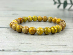 Yellow Jasper Bracelet, Yellow Beaded Bracelet, Yellow Imperial Jasper, Gemstone Bracelet, Handmade Jewelry, Gift for Her, Gift for Him