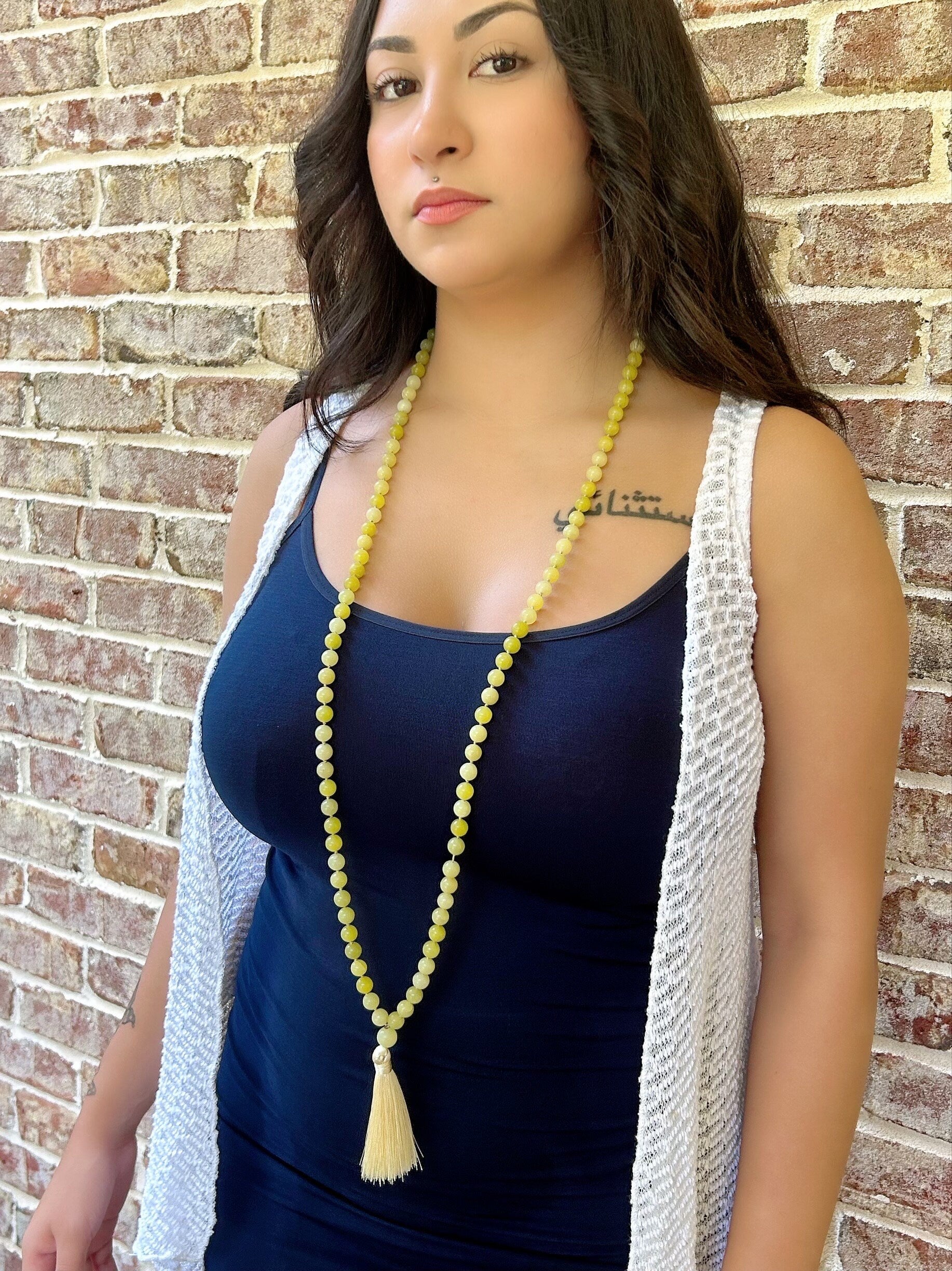 108 Mala Necklace, Jade Necklace, Japa Mala, Prayer Beads Necklace, Hand Knotted Mala, Meditation Necklace, Handmade Jewelry