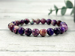 Purple Jasper Bracelet, Purple Beaded Bracelet, Gemstone Bracelet, Imperial Jasper, Handmade Bracelet, Birthday Gift for Her, Gift for Him