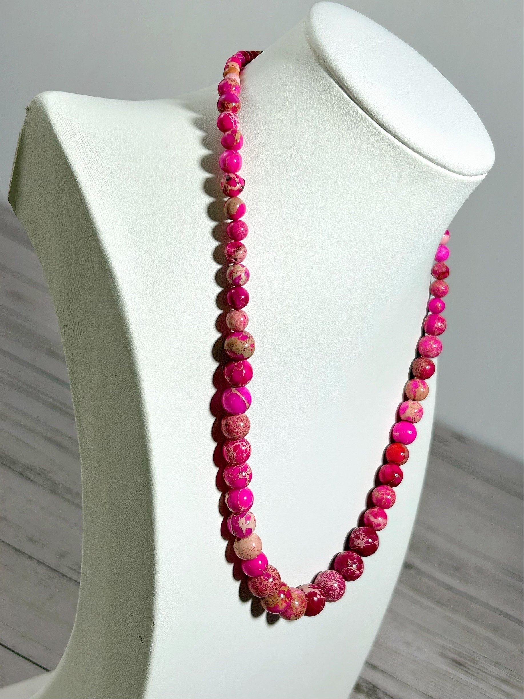 Imperial Jasper Necklace, Pink Jasper Necklace, Natural Stone Necklace, Gift her, Healing Stones, Personalized Necklace, Gemstones Jewelry