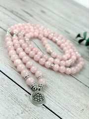 Rose Quartz Mala Necklace, 108 Mala Necklace, Prayer Beads, Japa Mala, 108 Mala Beads Bracelet, Meditation Necklace, Handmade Jewelry