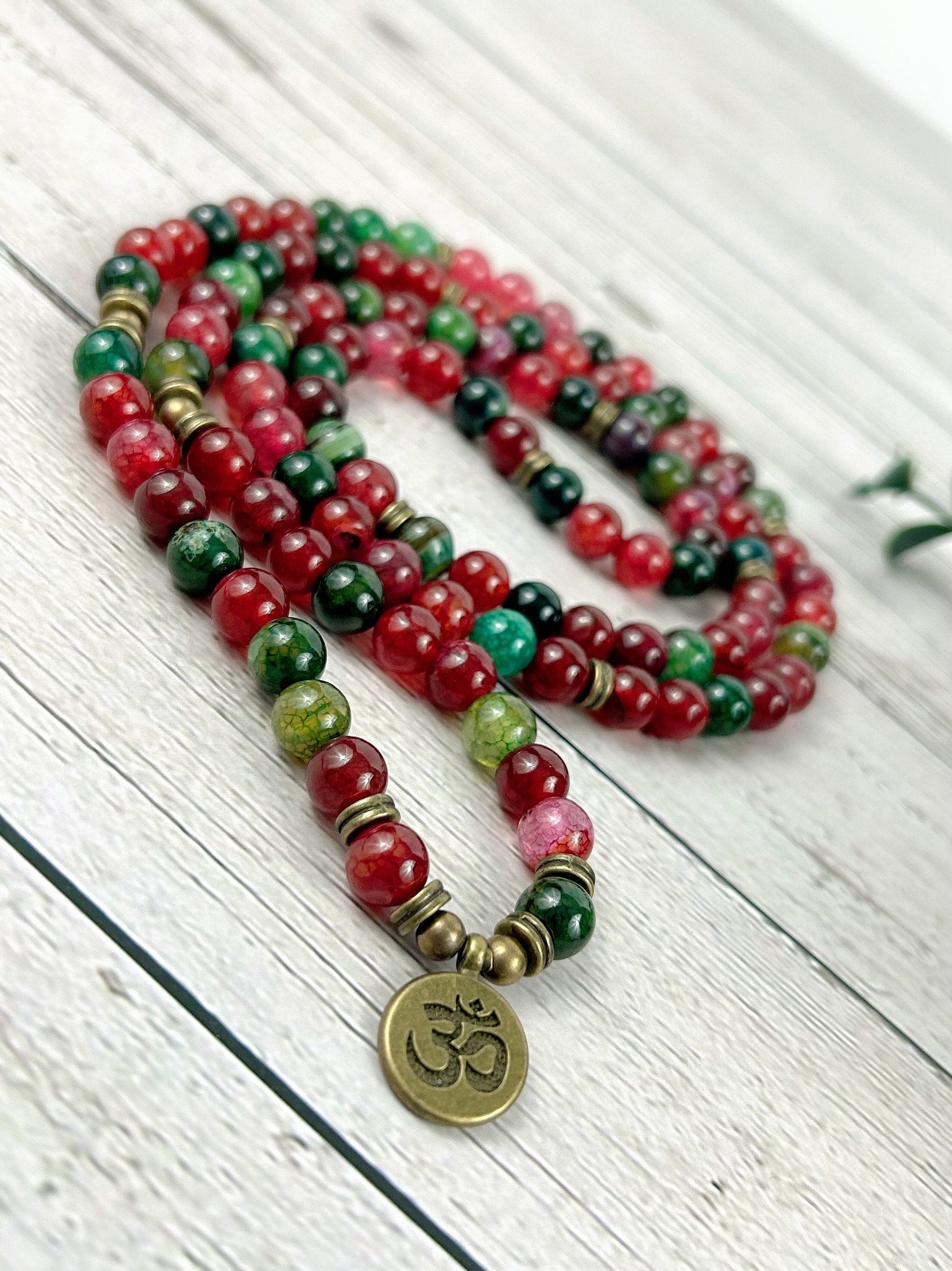 108 Mala Beads Necklace, Tourmaline Mala Necklace, Japa Mala, Prayer Beads Necklace, Mala Beads Bracelet, Meditation Necklace, Handmade