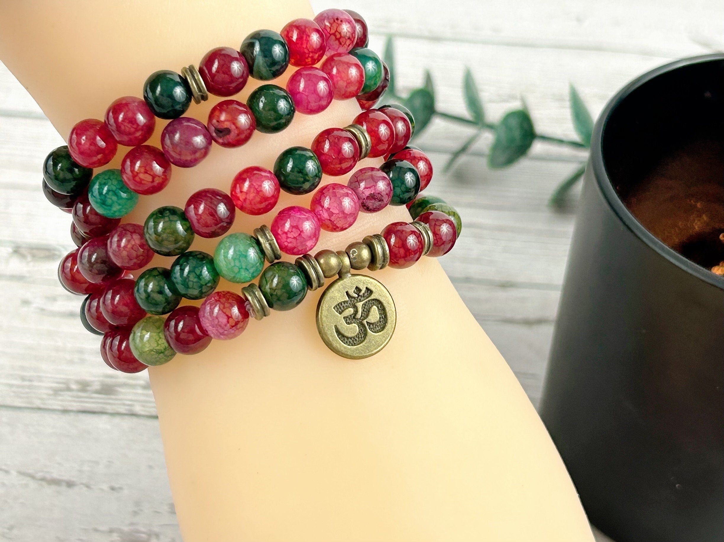 108 Mala Beads Necklace, Tourmaline Mala Necklace, Japa Mala, Prayer Beads Necklace, Mala Beads Bracelet, Meditation Necklace, Handmade