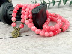 108 Mala Beads Necklace, Pink Chalcedony Mala Necklace, Japa Mala, Prayer Beads Necklace, Mala Beads Bracelet, Meditation Necklace, Handmade