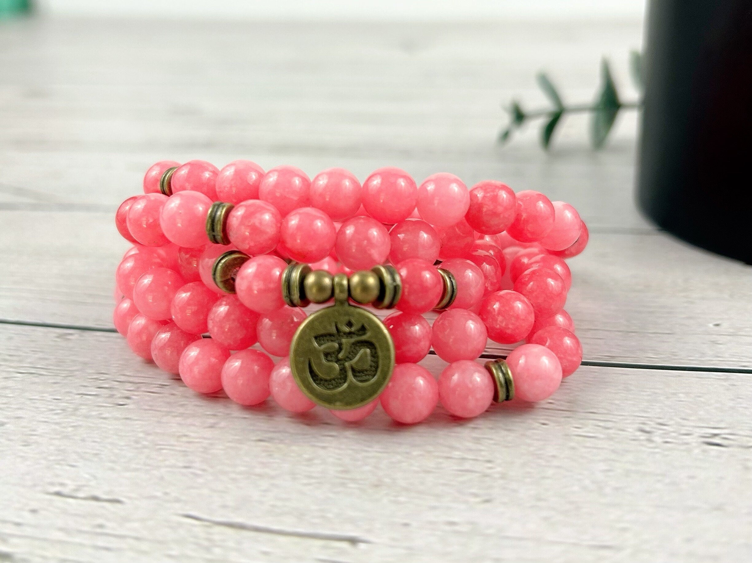 108 Mala Beads Necklace, Pink Chalcedony Mala Necklace, Japa Mala, Prayer Beads Necklace, Mala Beads Bracelet, Meditation Necklace, Handmade