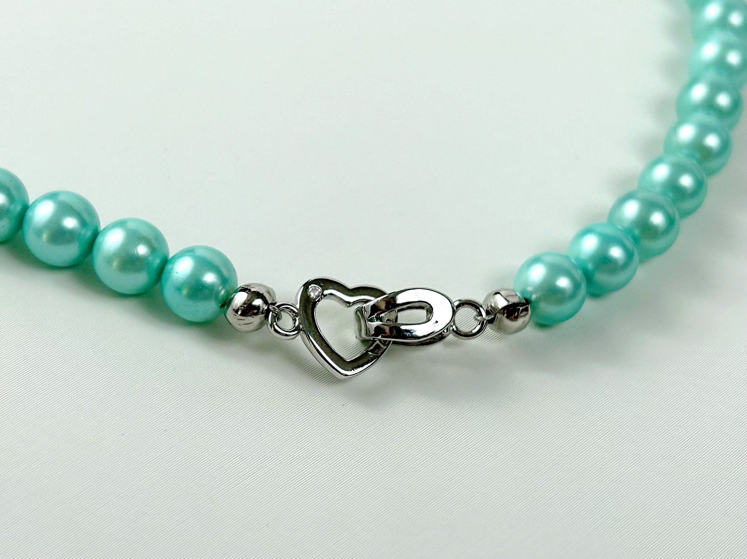 Pearl Necklace, Shell Pearl Necklace, Teal Blue Pearl Necklace, Pearl Jewelry, Necklace for Women, Birthday Gift for Her, Bridesmaid Gift