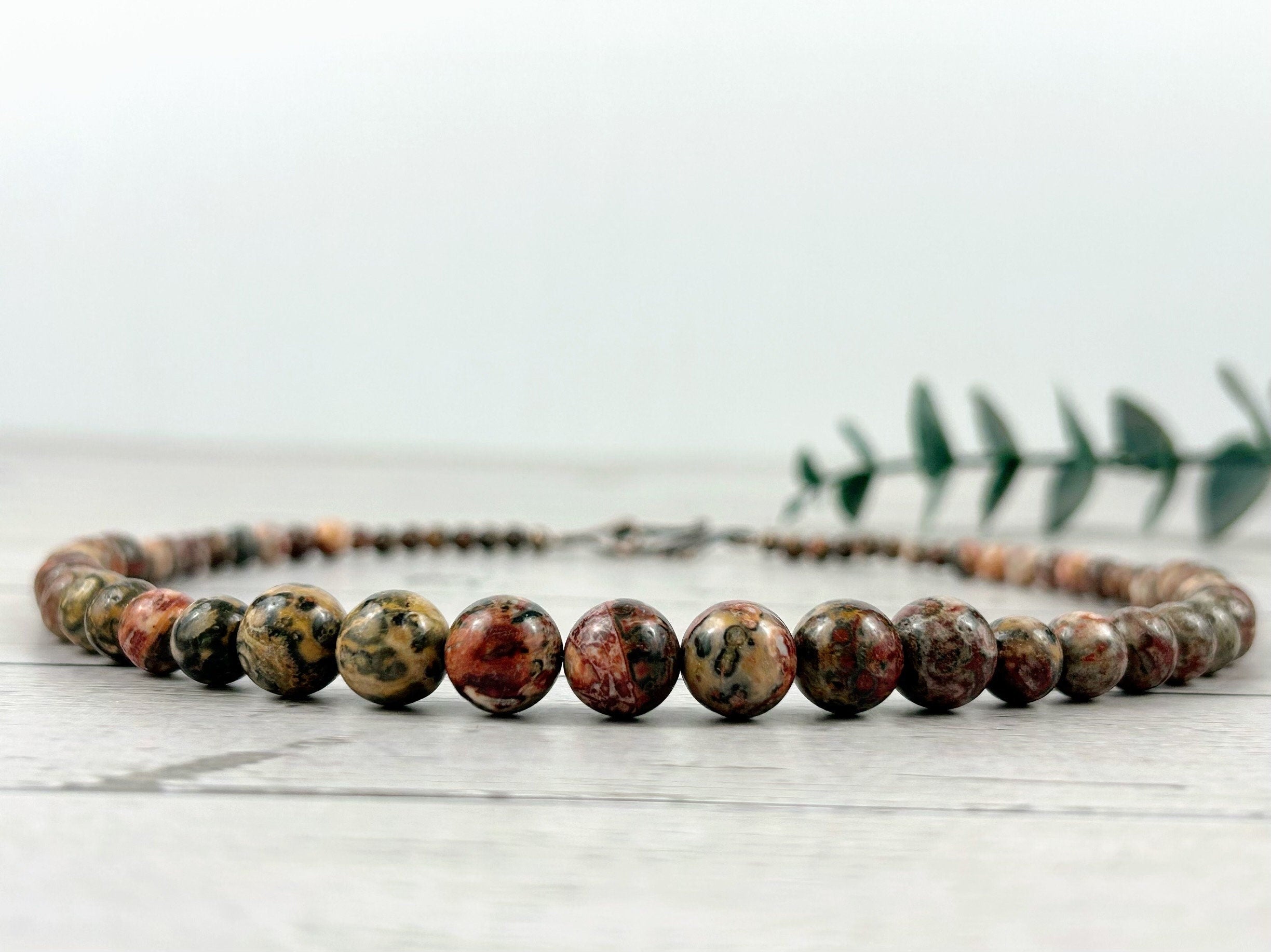 Leopard Skin Jasper Necklace, Brown Necklace, Natural Stone Necklace, Gift for her, Healing Stones, Balancing Necklace, Gemstones Jewelry