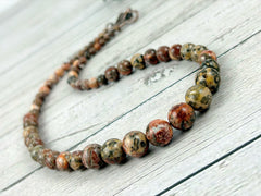 Leopard Skin Jasper Necklace, Brown Necklace, Natural Stone Necklace, Gift for her, Healing Stones, Balancing Necklace, Gemstones Jewelry