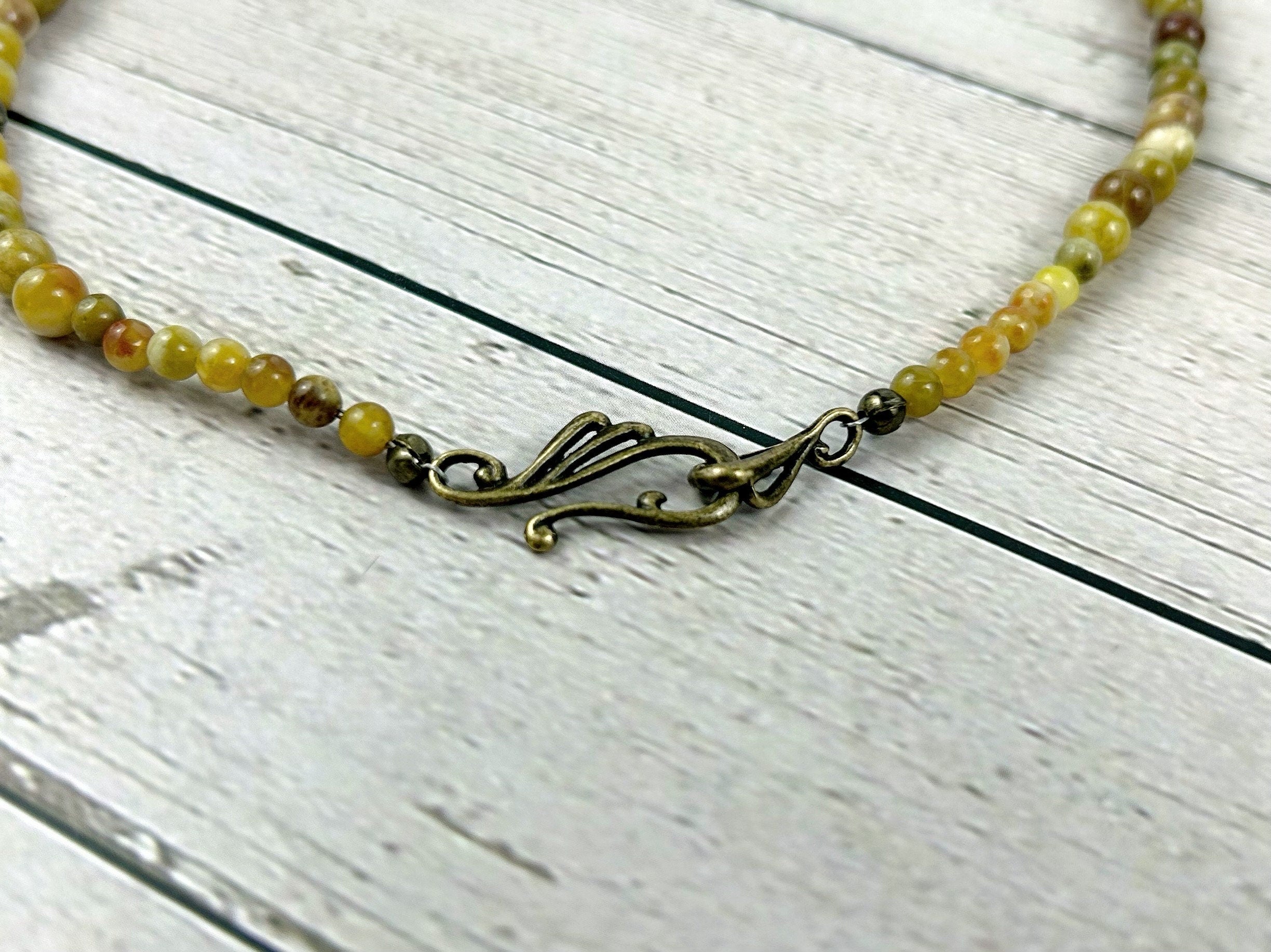 Green Beaded Necklace, Green Serpentine Necklace, Balancing Necklace, Personalized Necklace, Women Necklace, Handmade Necklace, Gift For Her