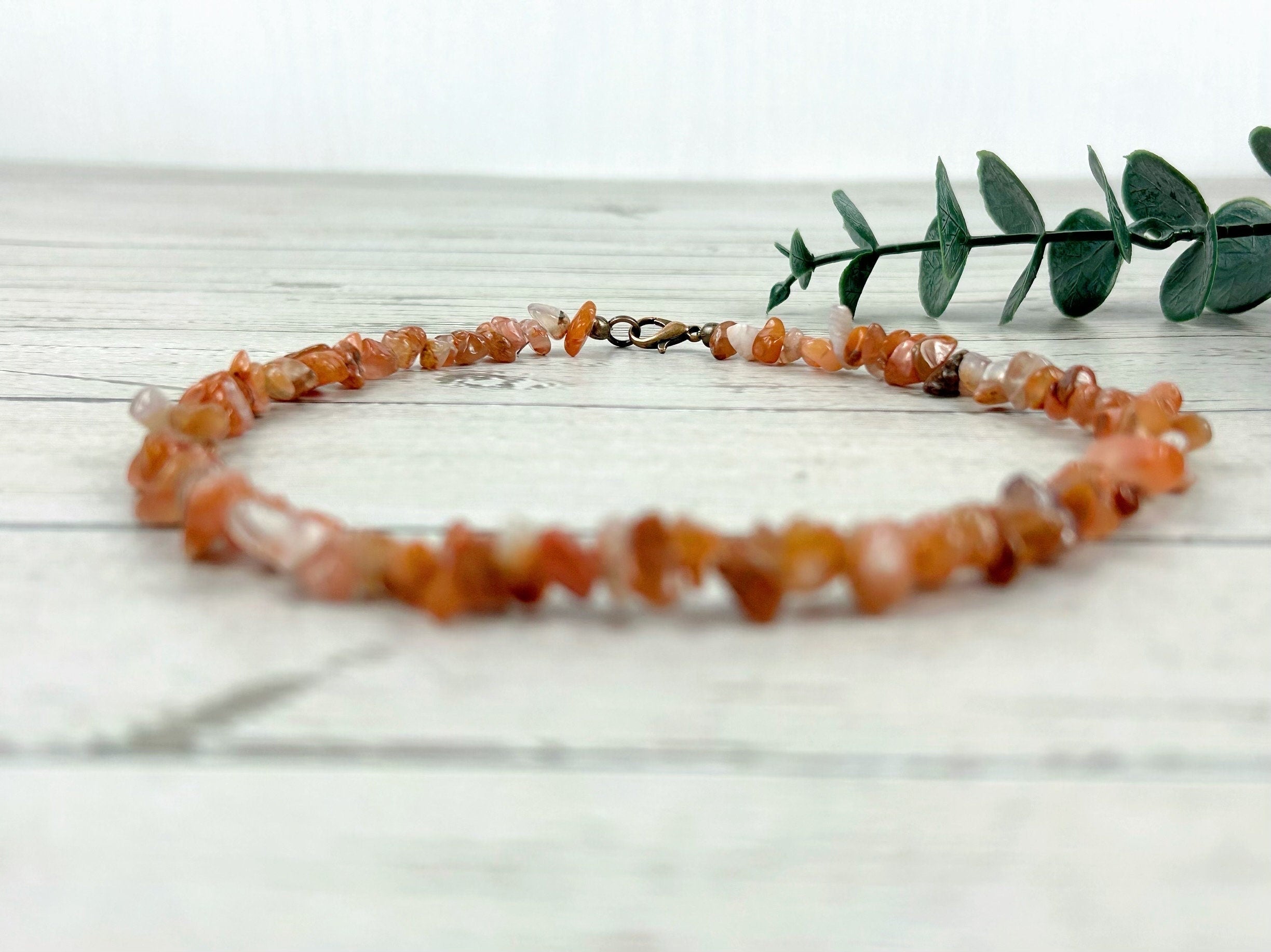 Carnelian Necklace, Beaded Choker, Carnelian Choker Necklace, Gemstone Chip Necklace, Boho Necklace, Layered Necklace, Feminine Jewelry
