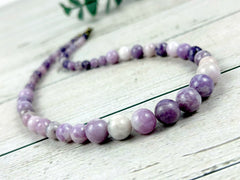 Lepidolite Necklace, Purple Stone Necklace, Natural Stone Necklace, Gemstones Jewelry, Purple Beaded Necklace, Women Necklace, Necklace Gift