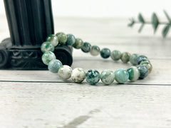 Tree Agate Bracelet, Green Beaded Bracelet, Healing Gemstone Bracelet for Men, Handmade Jewelry, Gift for Her