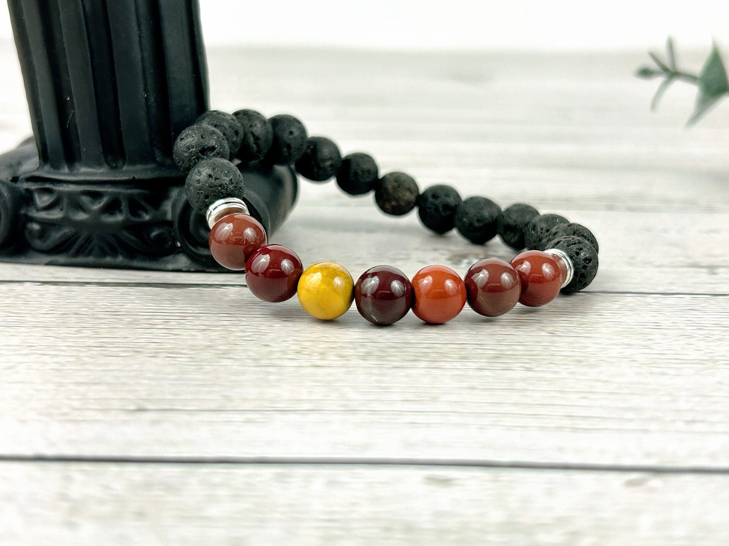 Essential Oil Bracelet, Aromatherapy Bracelet, Reiki, Diffuser Bracelet, Mookaite Jasper Bracelet, Handmade Jewelry, Lava Rock, Gift for Her