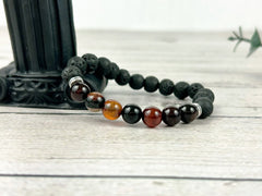 Dream Agate Bracelet, Essential Oil Bracelet, Diffuser Bracelet, Aromatherapy Bracelet, Stretch Bracelet, Black Lava, Reiki Bracelet, Yoga