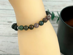 Diffuser Bracelet, Essential Oil Bracelet, Aromatherapy Bracelet, Indian Agate Bracelet, Yoga Bracelet, Reiki Bracelet, Black Lava Rock