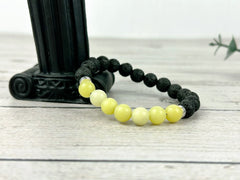 Jade Bracelet, Essential Oil Bracelet, Diffuser Bracelet, Aromatherapy Bracelet, Lemon Jade Stretch Bracelet, Black Lava Rock, Reiki