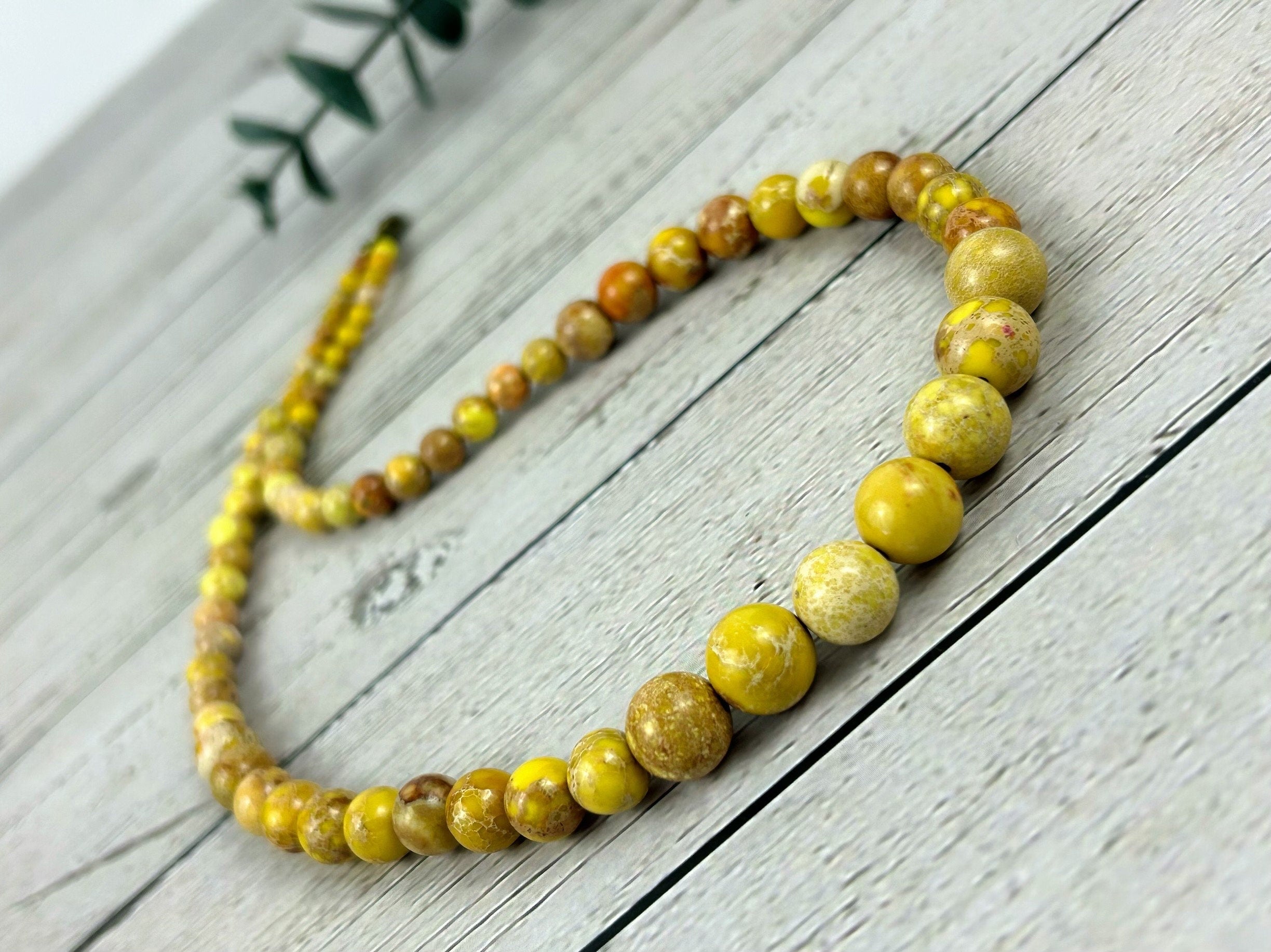 Yellow Jasper Necklace, Imperial Jasper Necklace, Yellow Beaded Necklace, Earth Necklace, Personalized Necklace, Energy Necklace,Handmade