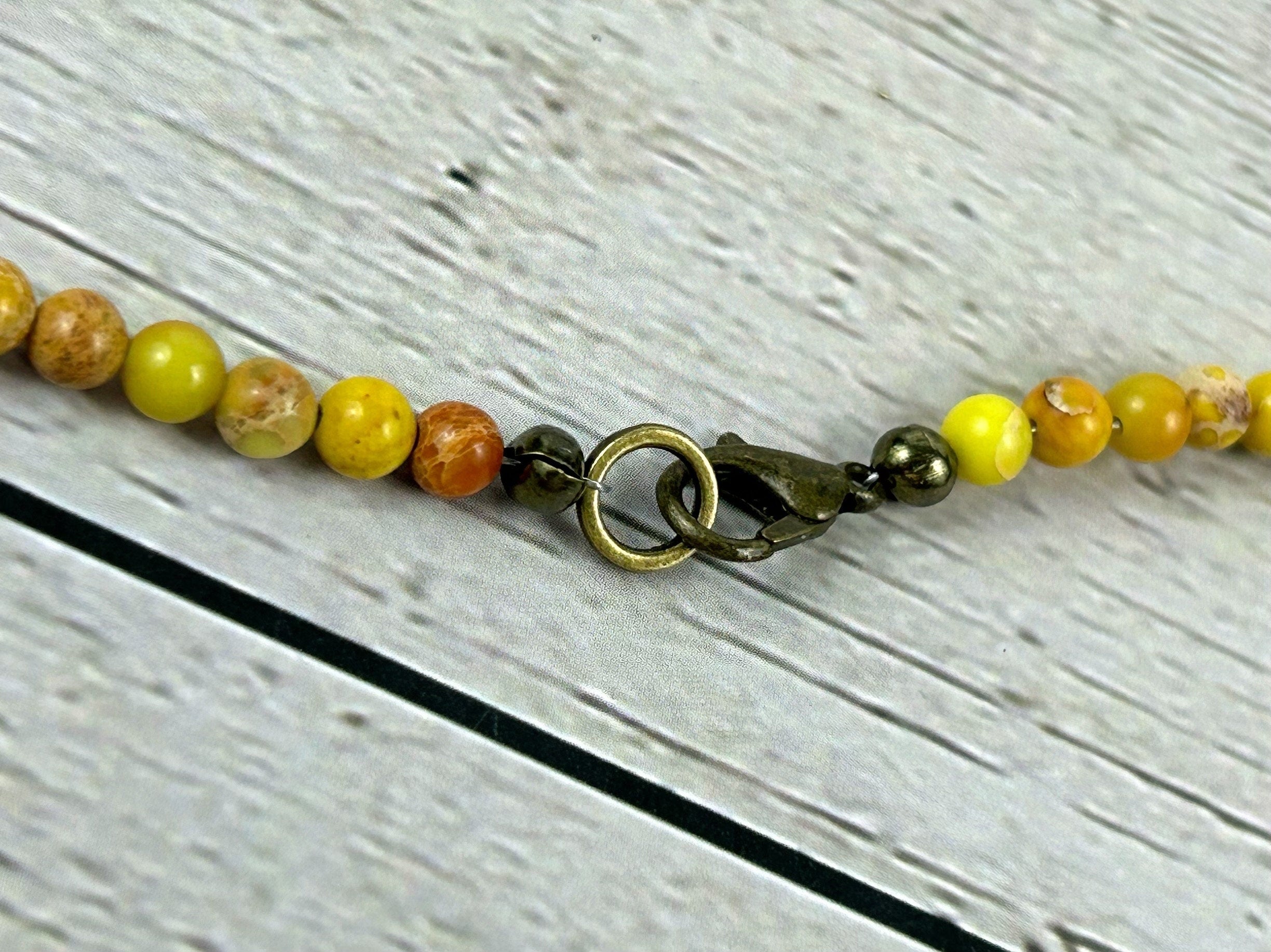 Yellow Jasper Necklace, Imperial Jasper Necklace, Yellow Beaded Necklace, Earth Necklace, Personalized Necklace, Energy Necklace,Handmade