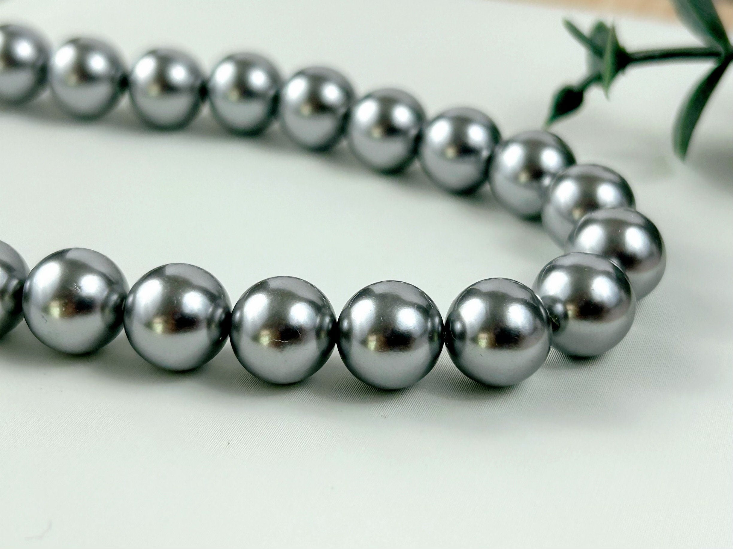 Silver Gray Pearl Necklace, Shell Pearl Necklace, Handmade Jewelry, Grey Pearl Jewelry, Birthday Gift for Her, Bridesmaid Gift