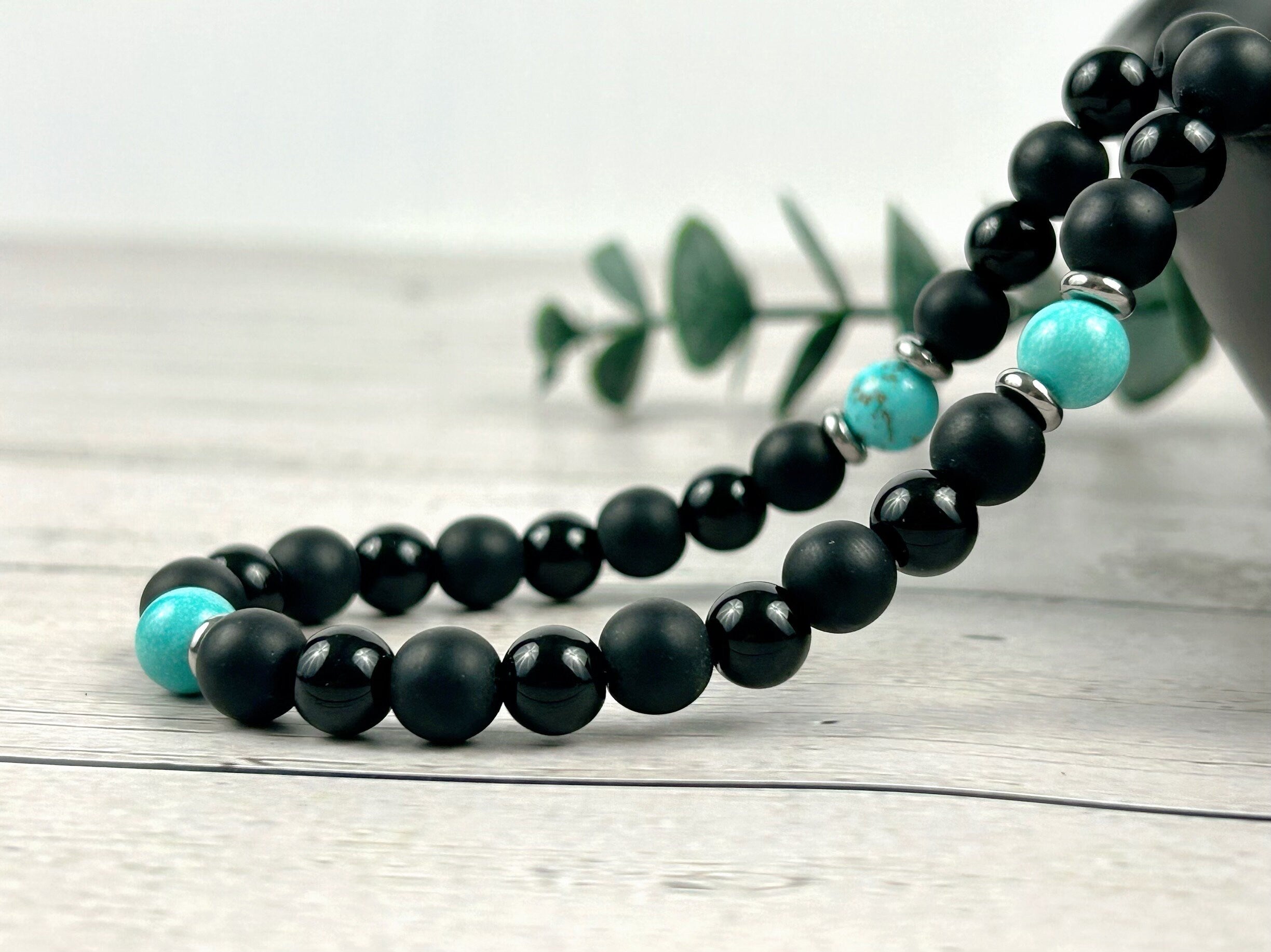 Black Onyx Necklace, Turquoise Necklace, Stone Necklace for Men, Boyfriend Gift, Handmade Necklace, Protection Necklace, Gemstone Necklace