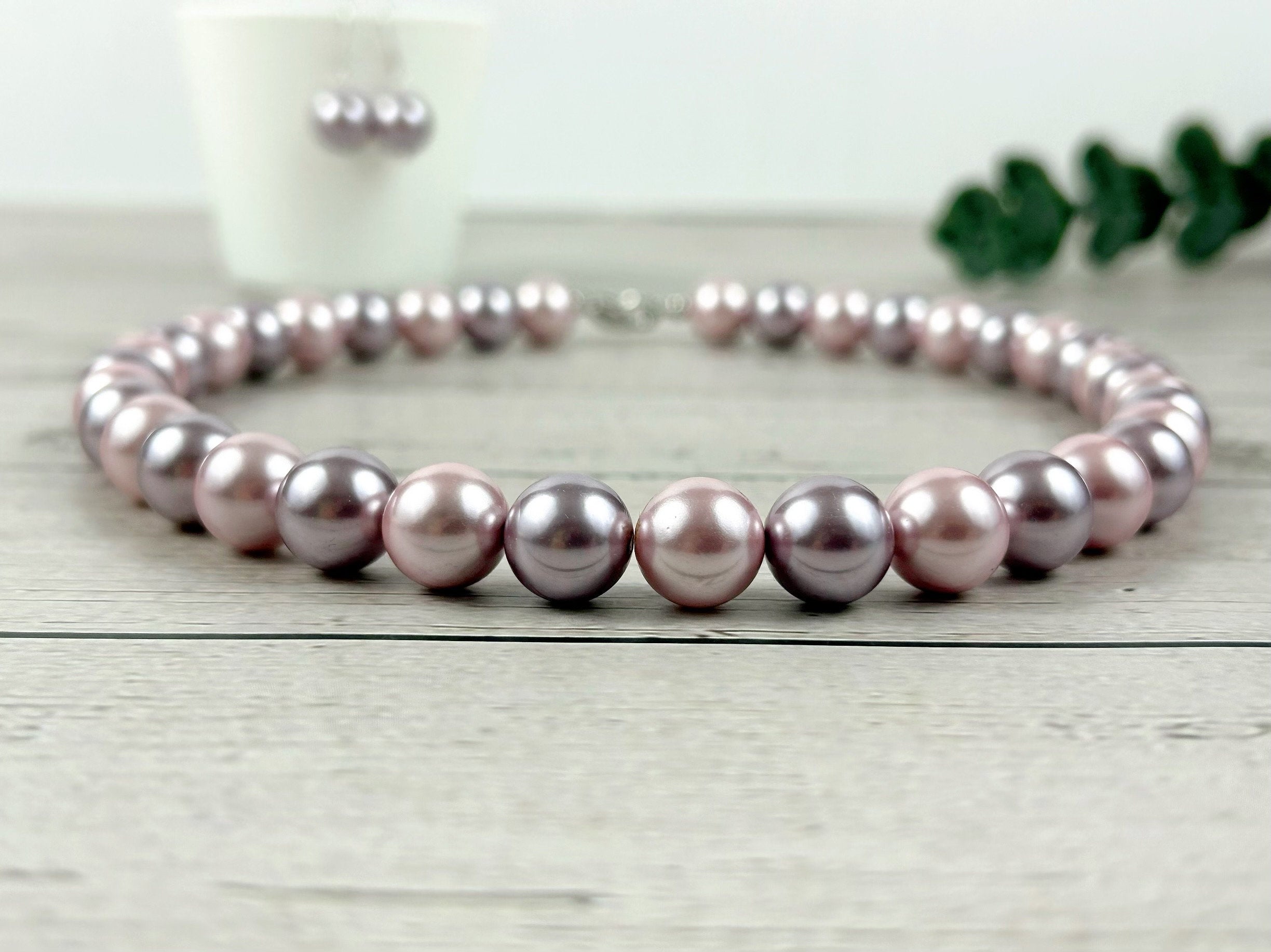 Pearl Necklace, Shell Pearl Necklace, Purple Pearl Necklace, Pearl Jewelry, Necklace for Women, Birthday Gift for Her, Bridesmaid Gift