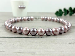 Pearl Necklace, Shell Pearl Necklace, Purple Pearl Necklace, Pearl Jewelry, Necklace for Women, Birthday Gift for Her, Bridesmaid Gift