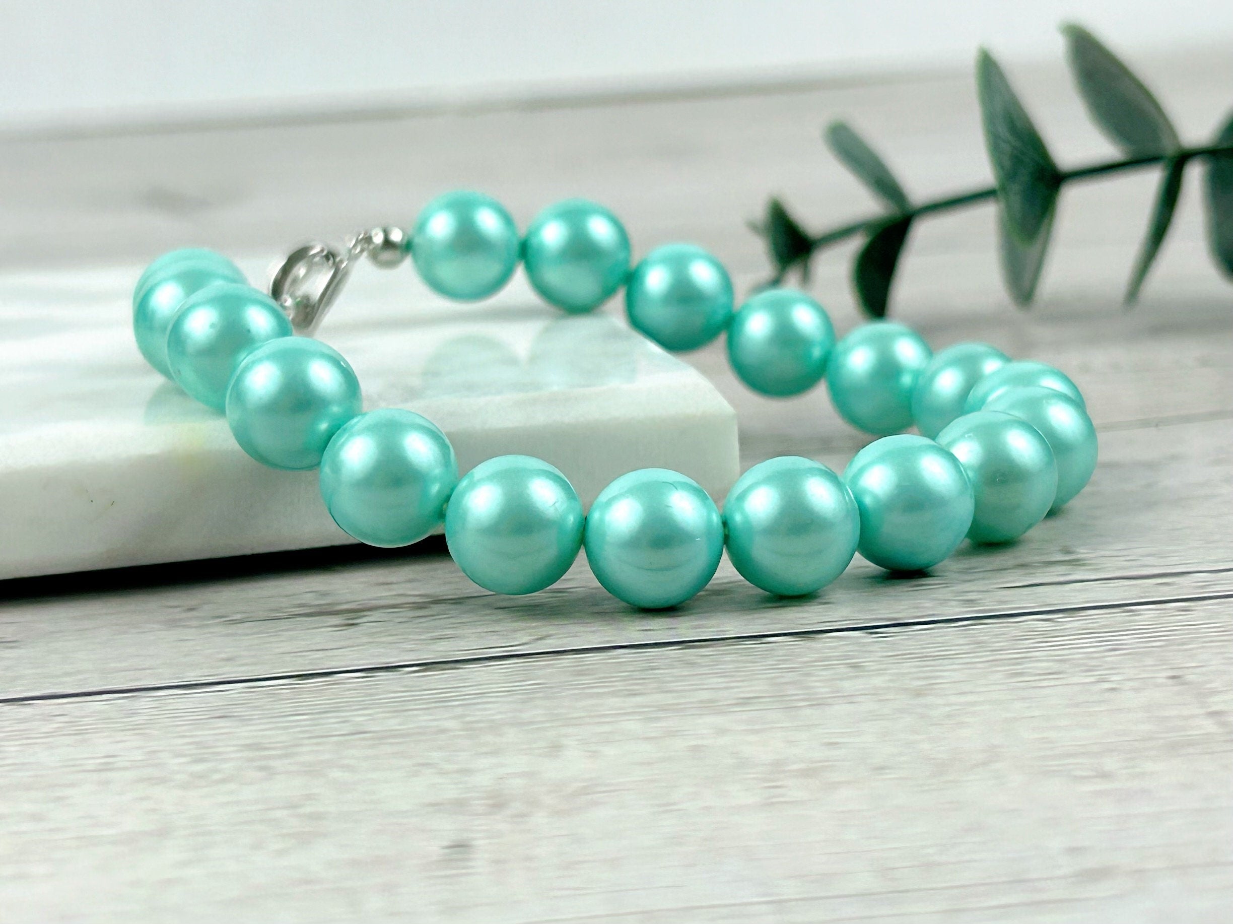 Pearl Bracelet, Teal Blue Pearl Bracelet, Mother of Pearl Bracelet, Gift for Girlfriend, Bracelet for Women, Personalized Bracelet, Handmade