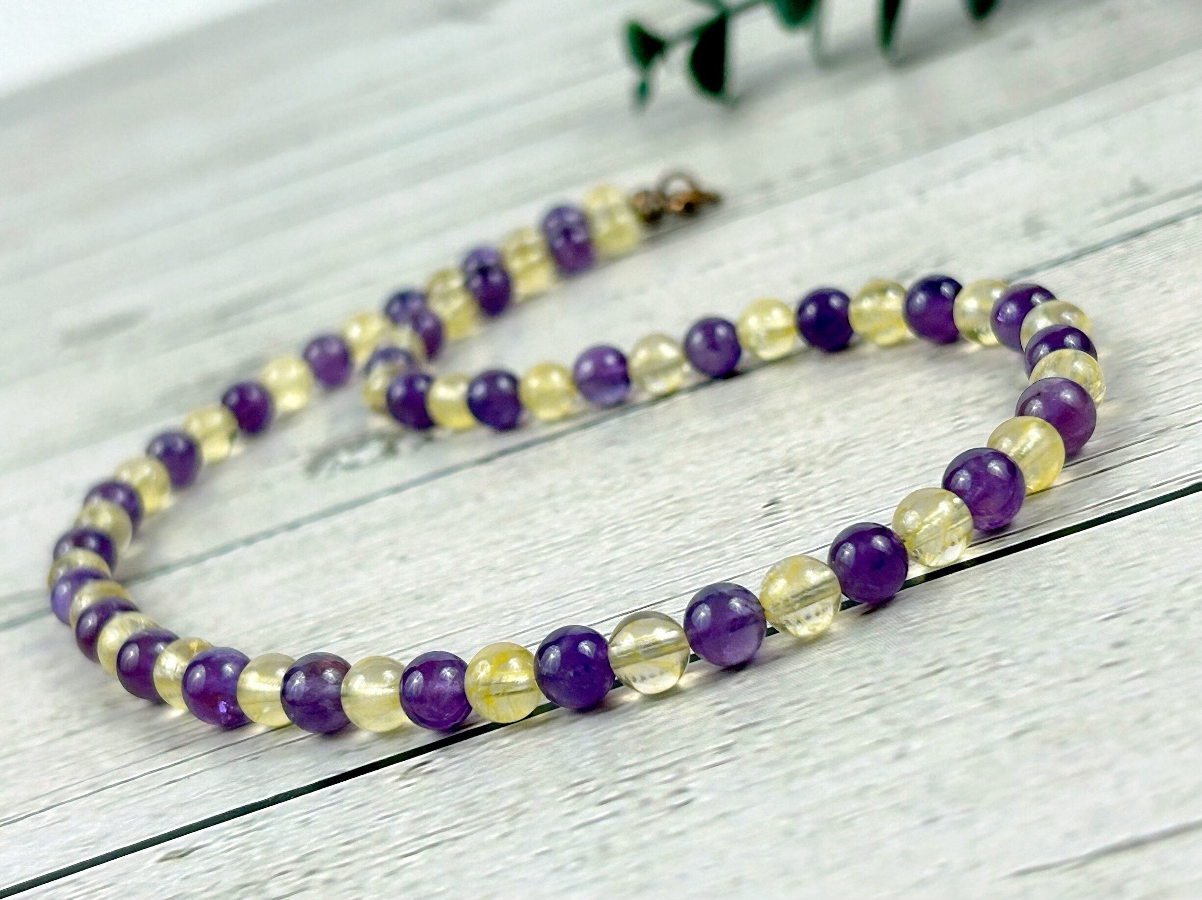 Amethyst Necklace, Citrine Necklace, Abundance Necklace, Anxiety, Protection Necklace, Beaded Necklace, Healing Stones, Necklace for Men