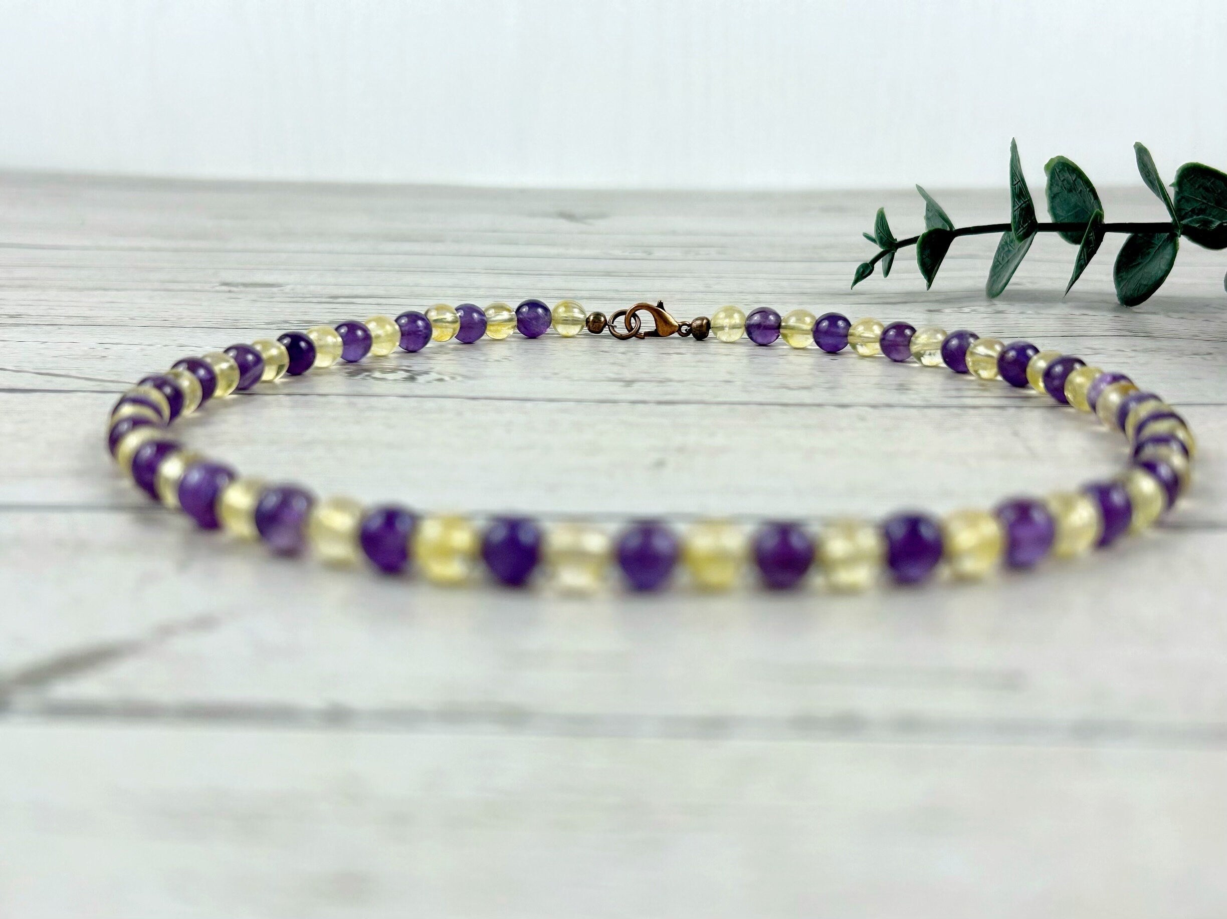 Amethyst Necklace, Citrine Necklace, Abundance Necklace, Anxiety, Protection Necklace, Beaded Necklace, Healing Stones, Necklace for Men