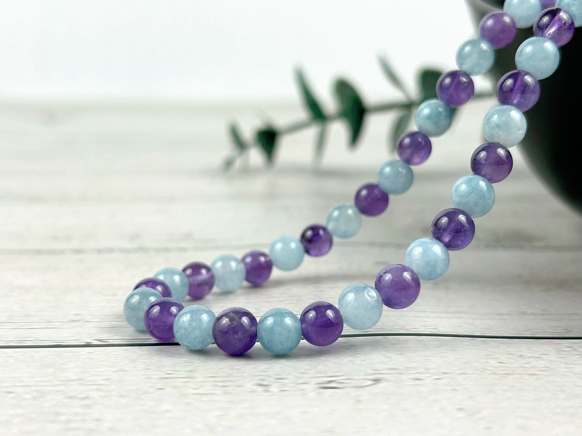 Amethyst Necklace, Aquamarine Necklace, Healing Gemstones Necklace, Spiritual Necklace, Beaded Necklace, Necklace for Men, Gift for Her