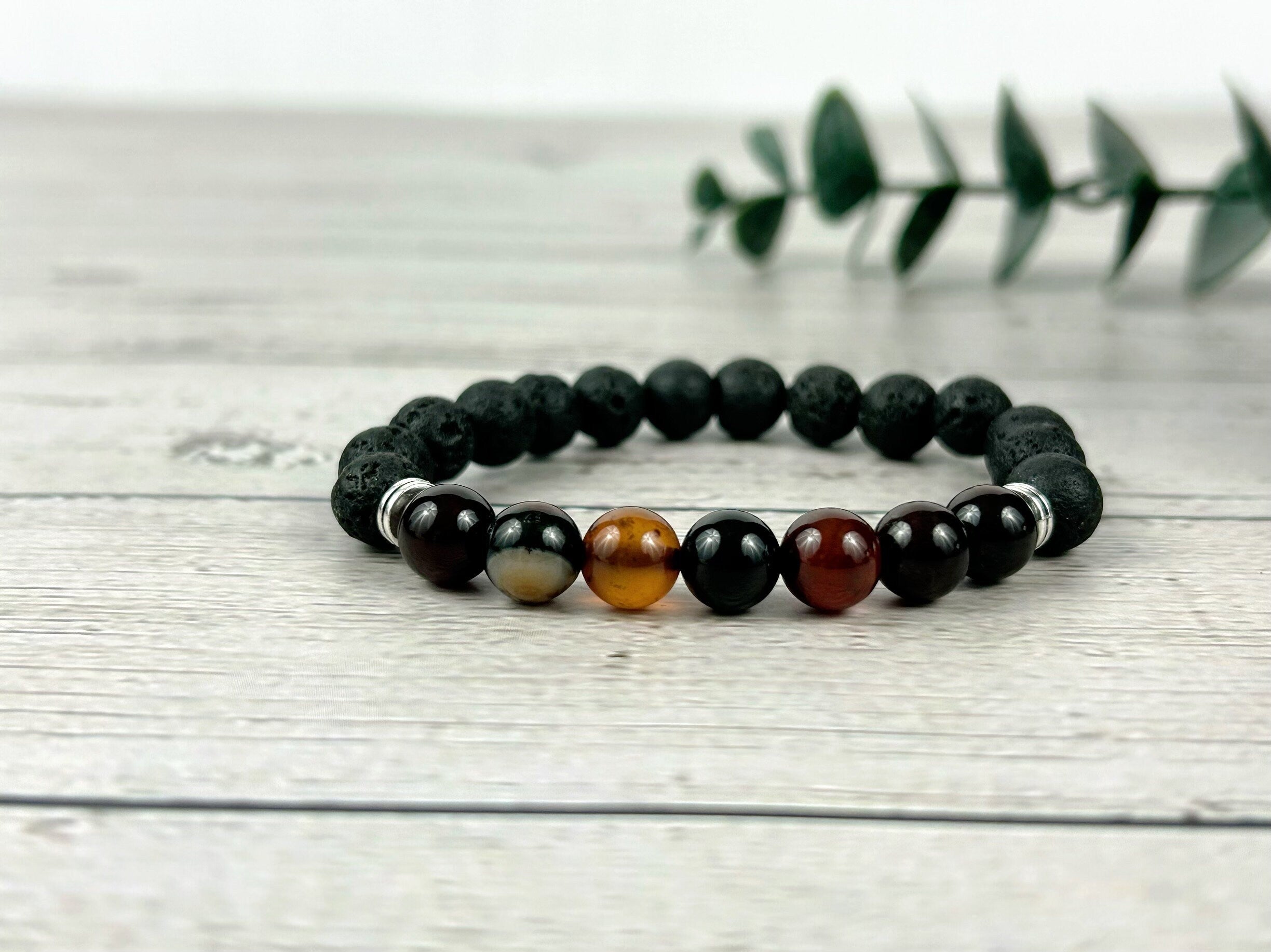 Dream Agate Bracelet, Essential Oil Bracelet, Diffuser Bracelet, Aromatherapy Bracelet, Stretch Bracelet, Black Lava, Reiki Bracelet, Yoga