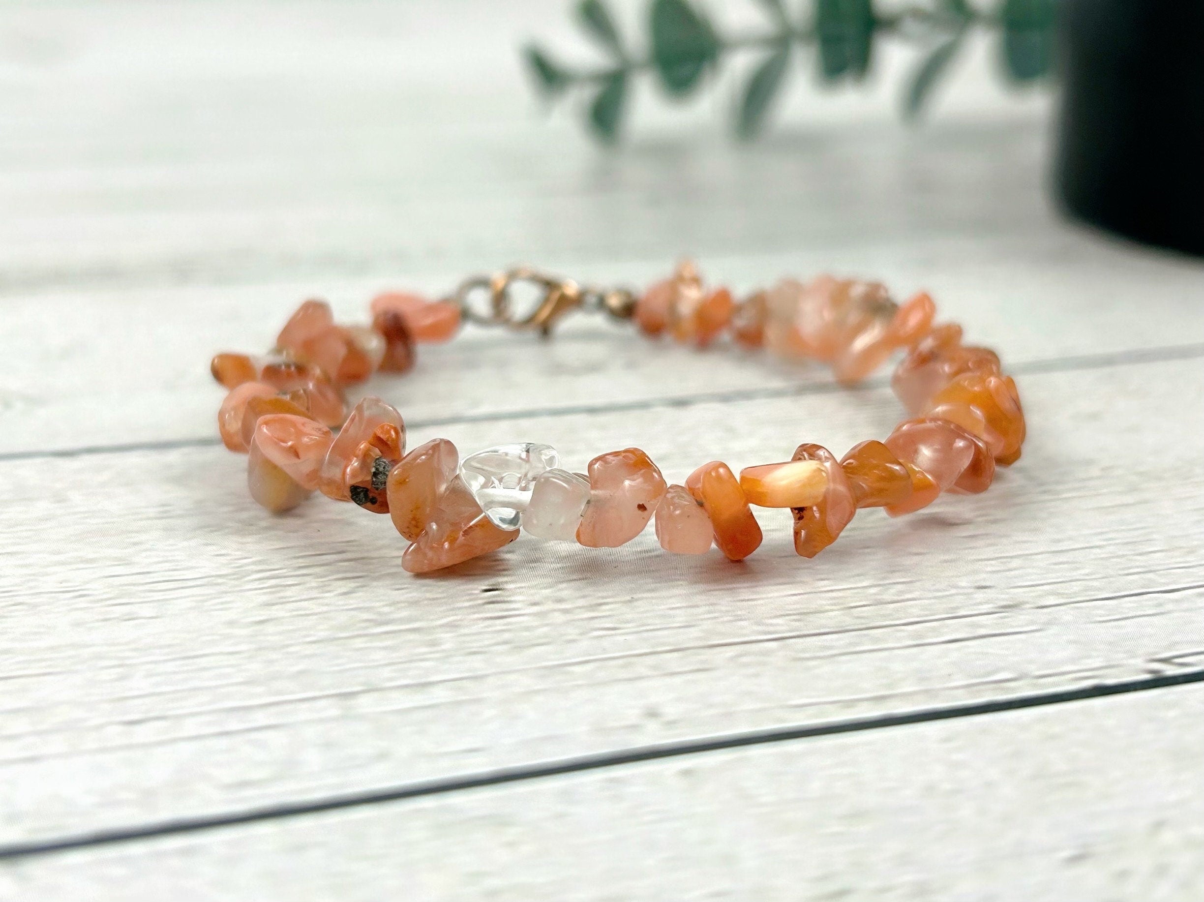 Carnelian Bracelet, Orange Beaded Bracelet, Energy Bracelet, Natural Stone Bracelet, Chipped Gemstone Bracelet, Gift for Her, Gift for Him