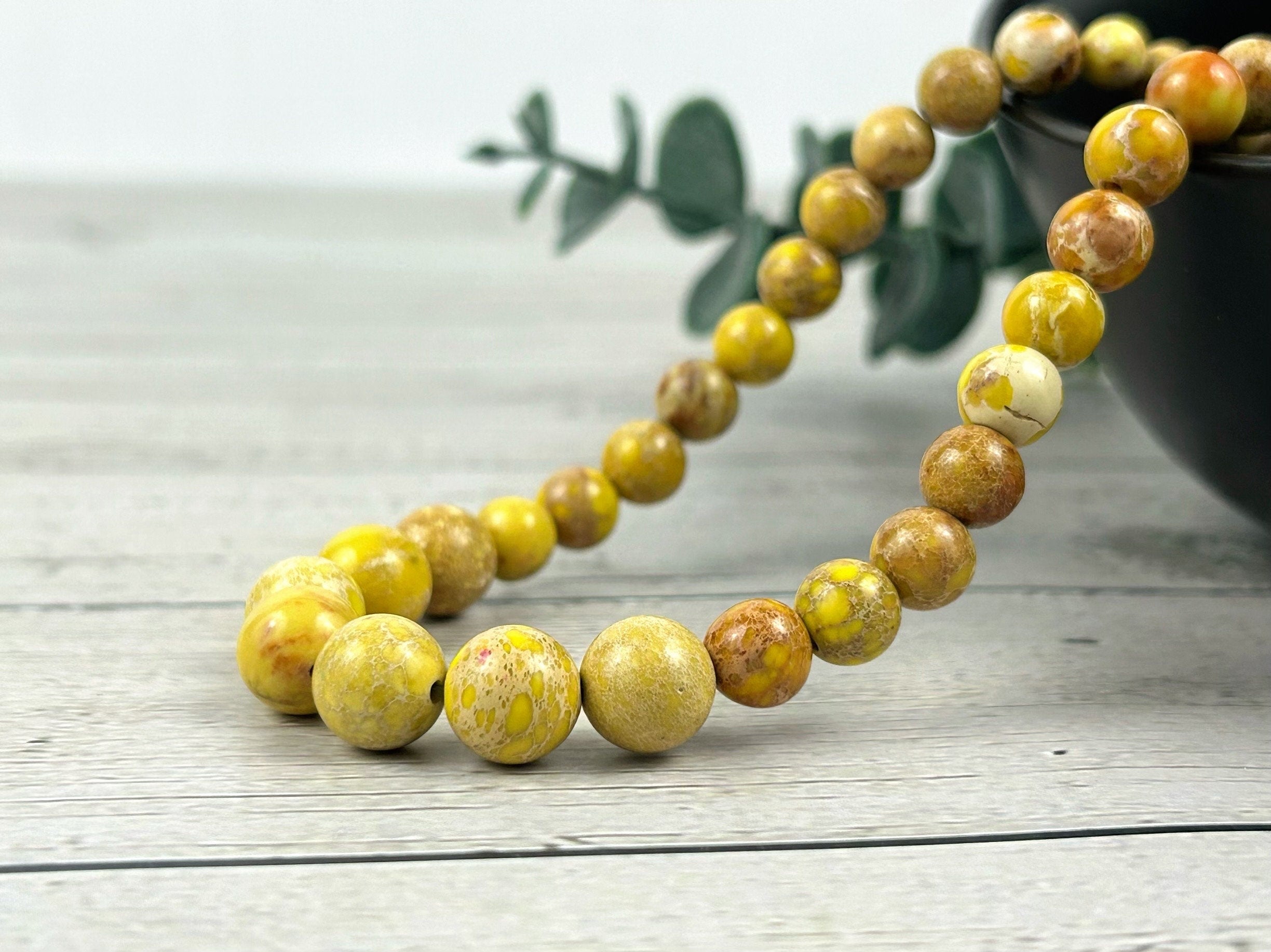 Yellow Jasper Necklace, Imperial Jasper Necklace, Yellow Beaded Necklace, Earth Necklace, Personalized Necklace, Energy Necklace,Handmade