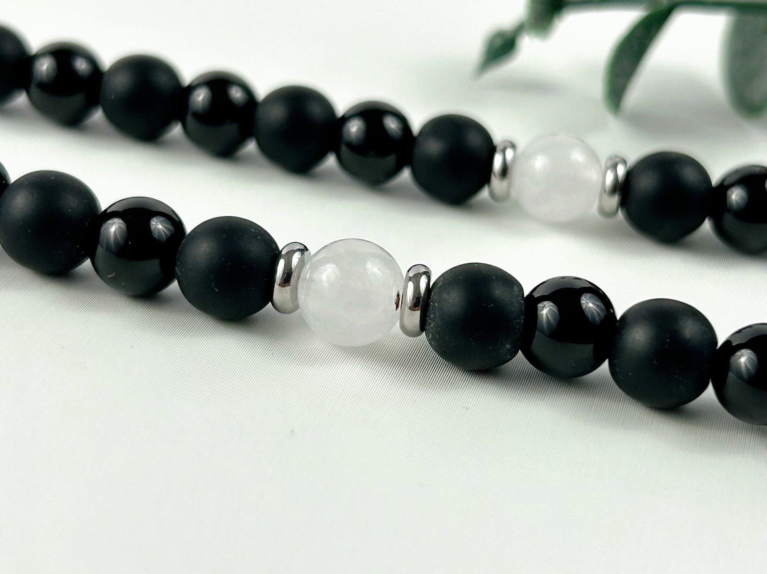 Black Onyx Necklace, Moonstone Necklace, Stone Necklace for Men, Boyfriend Gift, Handmade Necklace, Protection Necklace, Gemstone Necklace