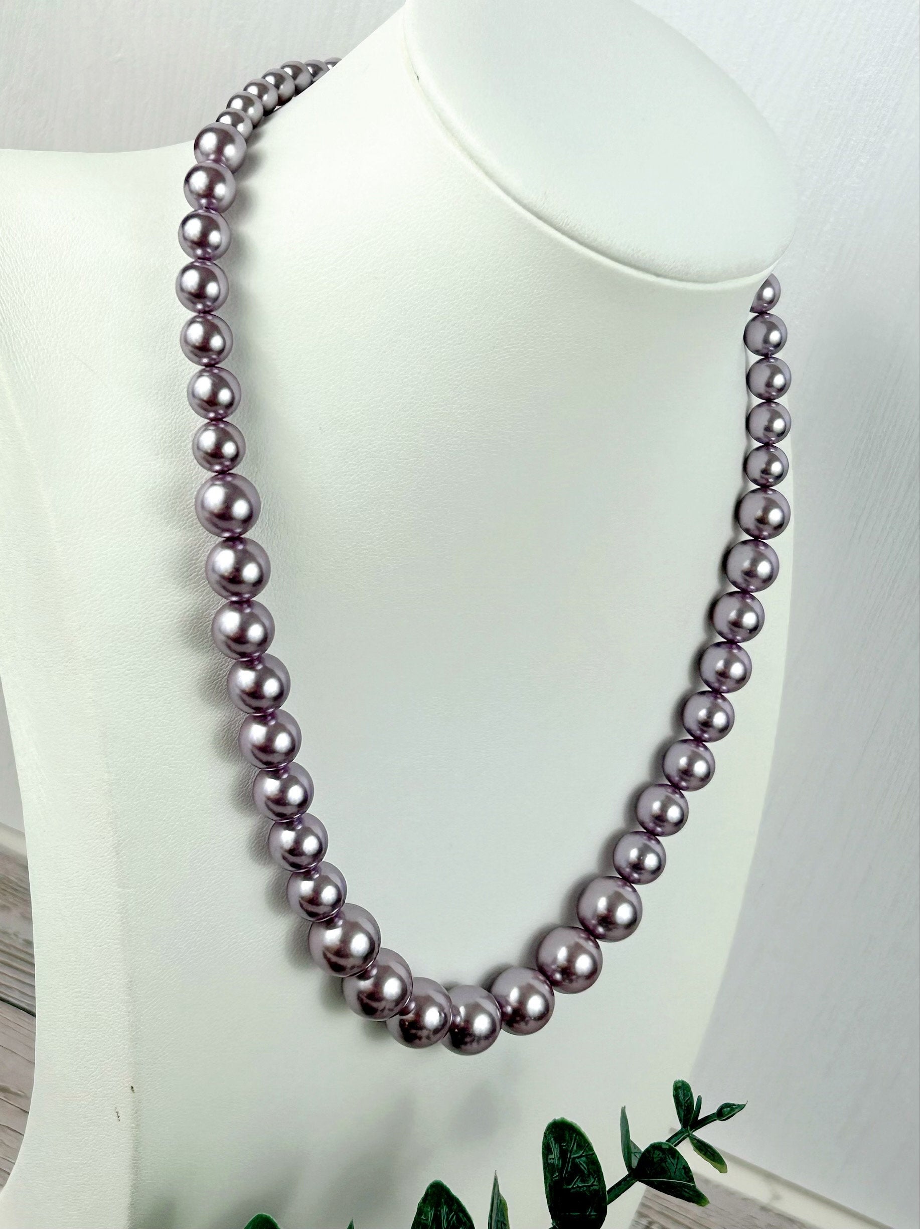 Pearl Necklace, Shell Pearl Necklace, Purple Pearl Necklace, Pearl Jewelry, Necklace for Women, Birthday Gift for Her, Bridesmaid Gift