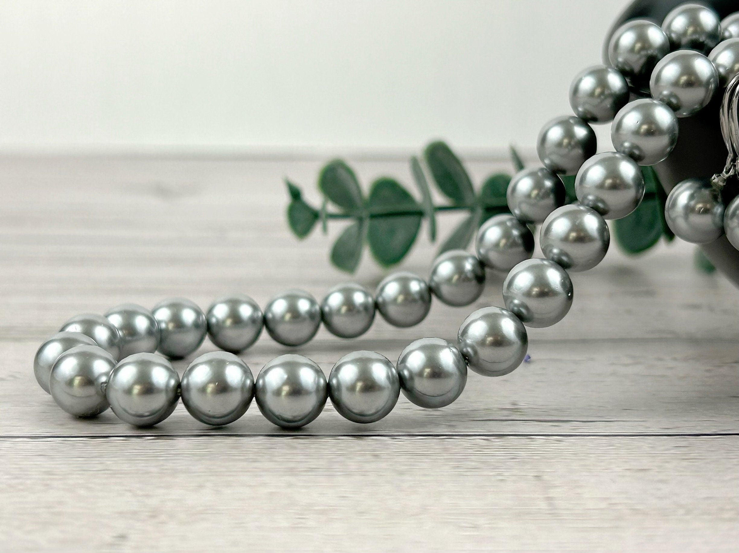 Silver Gray Pearl Necklace, Shell Pearl Necklace, Handmade Jewelry, Grey Pearl Jewelry, Birthday Gift for Her, Bridesmaid Gift