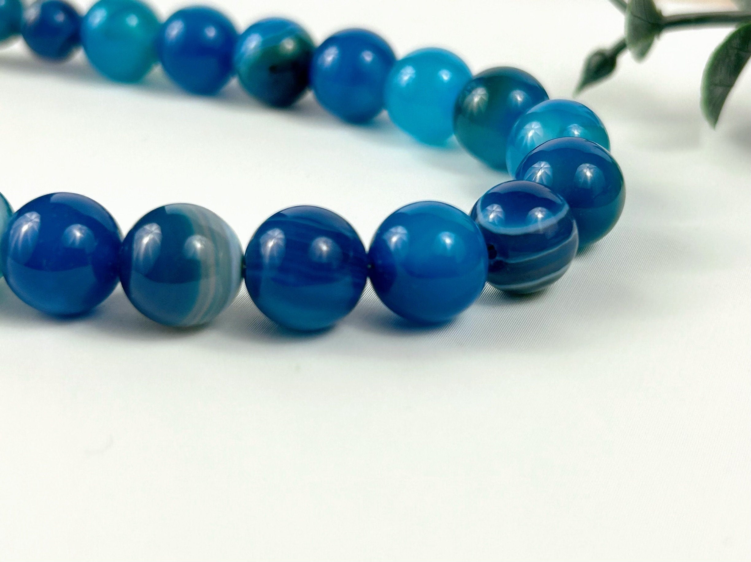 Blue Beaded Necklace, Blue Agate Necklace, Gemstones Jewelry, Handmade Jewelry, Protection Necklace, Women Necklace, Necklace Gift